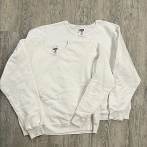 2 Jerzees Classic White Crewneck Sweatshirt